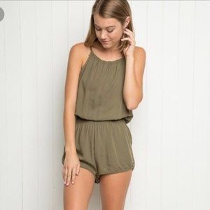 Brandy Melville Khaki Green Romper